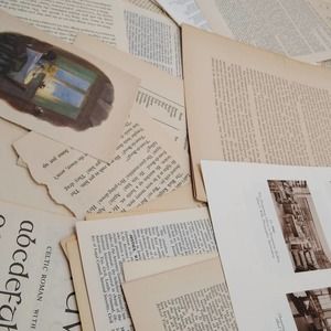 Very Vintage Book Pages, Old Book Page Bundle, Assorted Book Pages